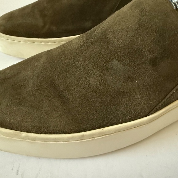 VINCE Saxon Olive Green Suede Leather Slip-On Platform Sneakers Size 8 - Picture 9 of 12